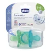Chicco Succhietti-2 Gommotti Physio Silicone 6-12M Azzurro/Verde