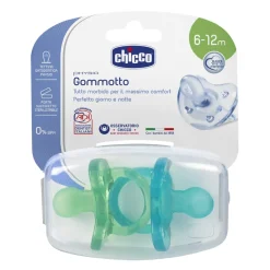 Chicco Succhietti-2 Gommotti Physio Silicone 6-12M Azzurro/Verde