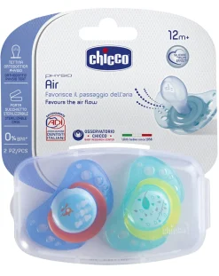 Chicco Succhietti-2 Succhietti Air Silicone 12M+ Azzurro/Verde