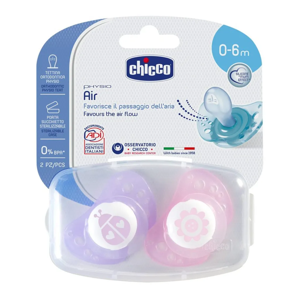 Chicco Succhietti-2 Succhietti Physio Air Silicone 0-6M Rosa/Viola