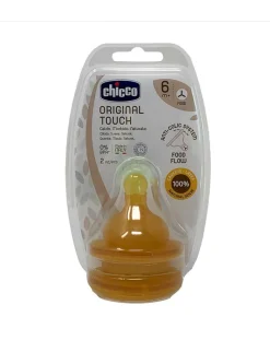 Chicco Biberon-2 Tettarelle Original Touch 6M+ Flusso Pappa Caucciu