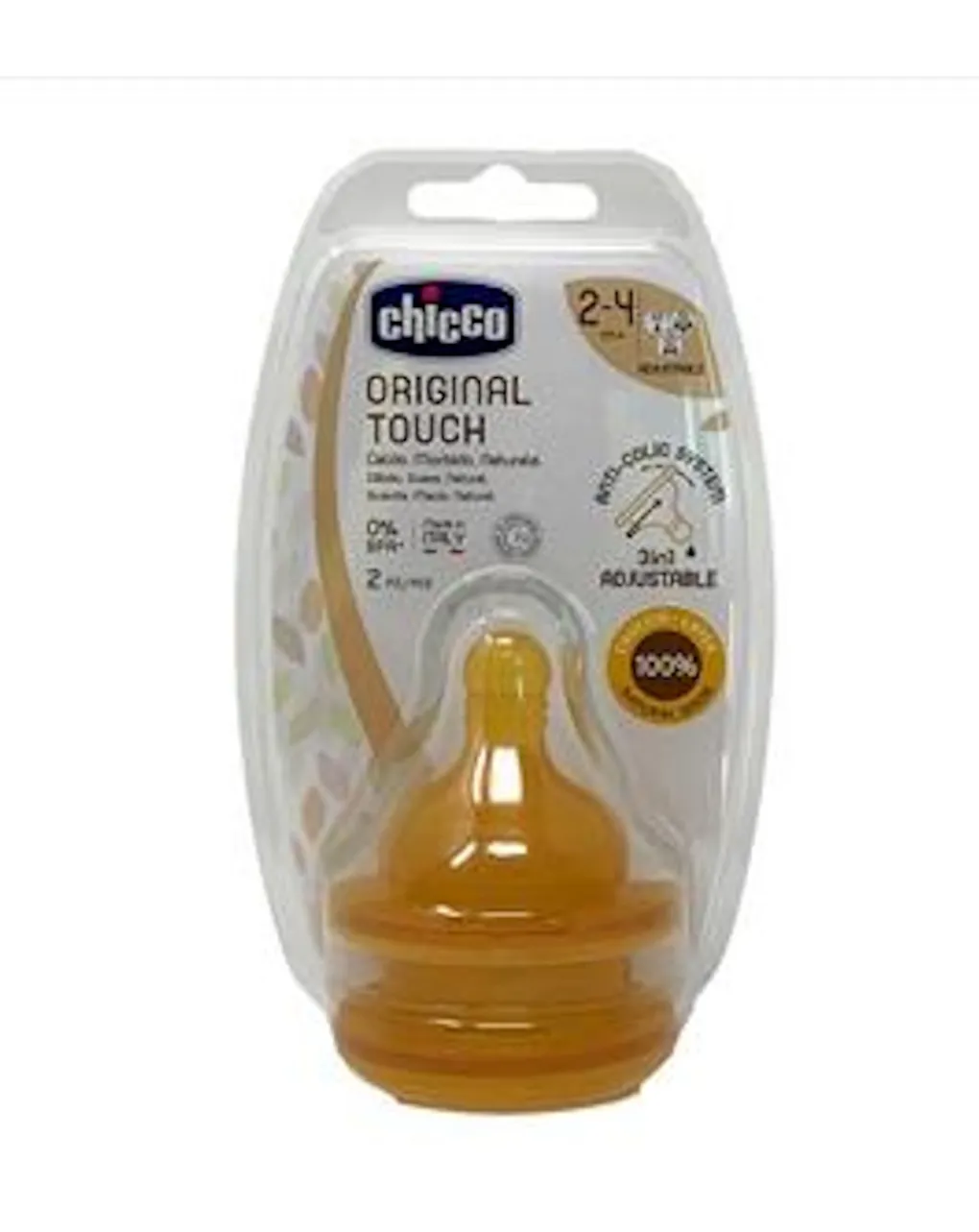 Chicco Biberon-2 Tettarelle Original Touch 6M+ Flusso Regolabile Caucciu