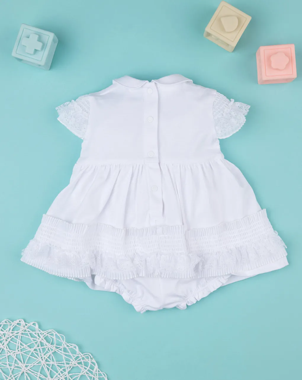 Prenatal Abiti Completi E Tutine-Abito Bimba Bianco Con Pizzo