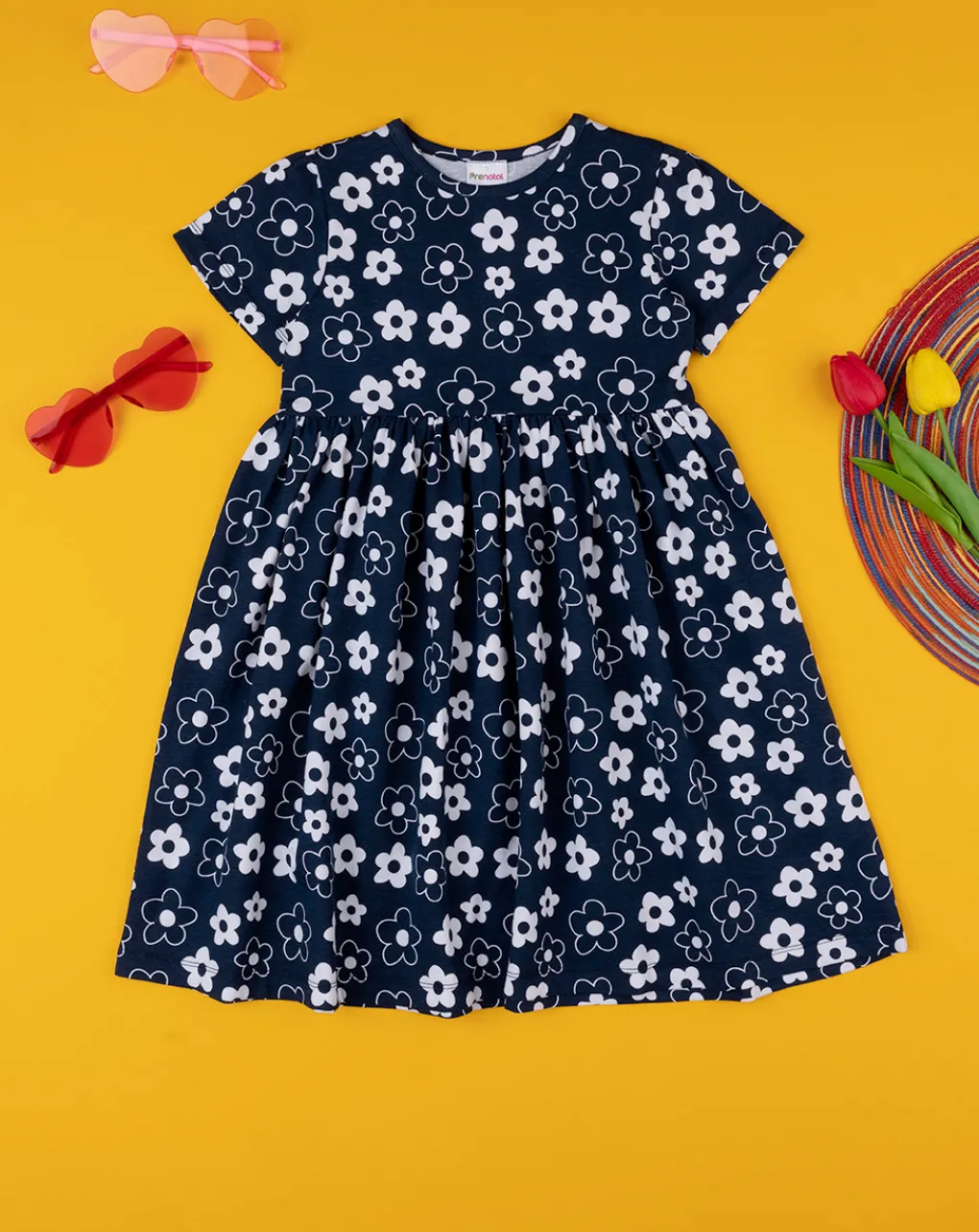 Prenatal Vestiti E Completi-Abito Bimba Blu "Fiori”