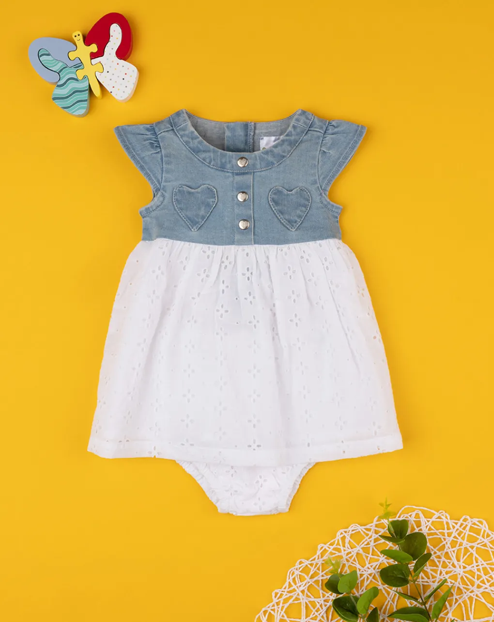 Prenatal Abiti Completi E Tutine-Abito Bimba Denim E Sangallo