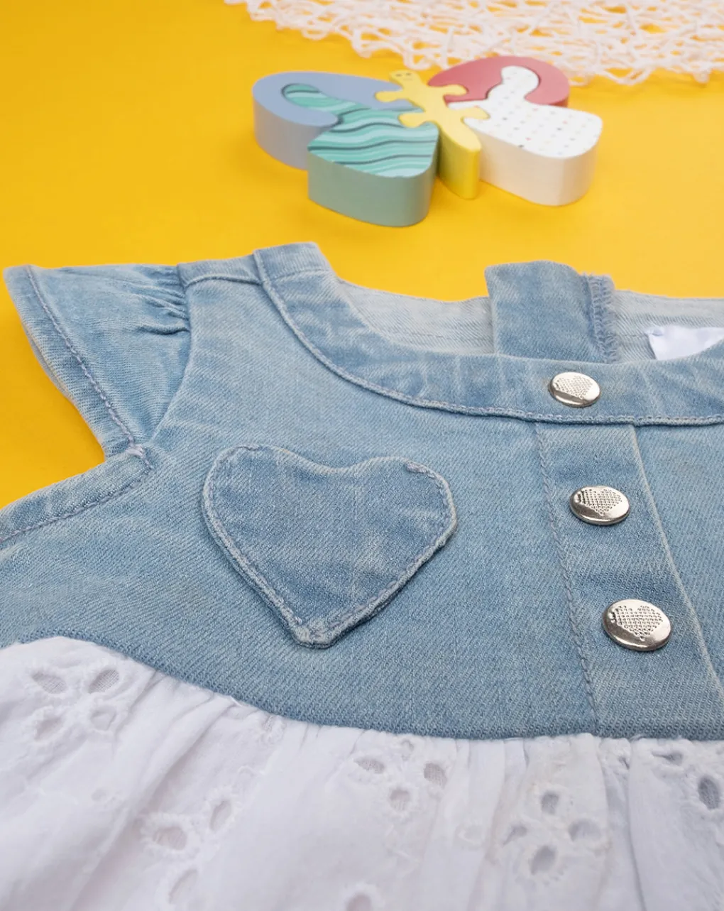 Prenatal Abiti Completi E Tutine-Abito Bimba Denim E Sangallo