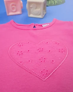 Prenatal Vestiti E Completi-Abito Bimba Fucsia Jersey E Sangallo