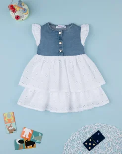 Prenatal Vestiti E Completi-Abito Bimba Tencel E Sangallo