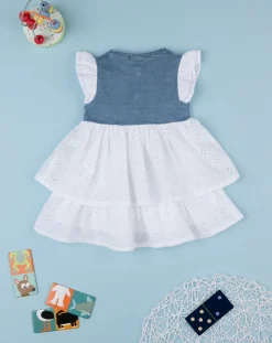 Prenatal Vestiti E Completi-Abito Bimba Tencel E Sangallo