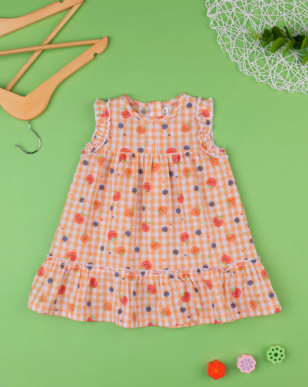 Prenatal Vestiti E Completi-Abito Bimba Vichy "Fruit”