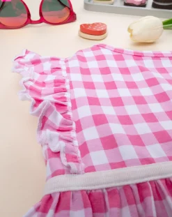 Prenatal Vestiti E Completi-Abito Estivo Bimba In Jersey A Quadretti