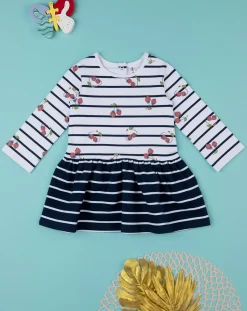 Prenatal Vestiti E Completi-Abito Maniche Lunghe Bimba Righe E Allover