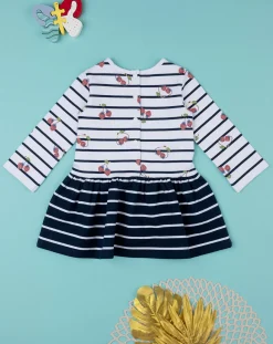 Prenatal Vestiti E Completi-Abito Maniche Lunghe Bimba Righe E Allover