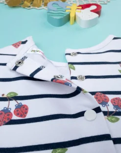 Prenatal Vestiti E Completi-Abito Maniche Lunghe Bimba Righe E Allover