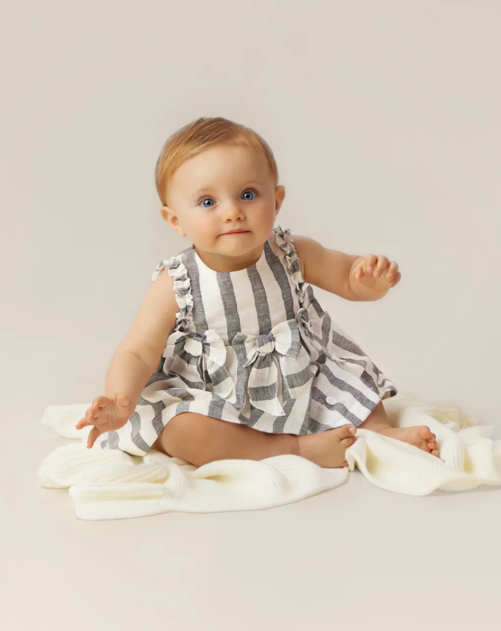 Prenatal Abiti Completi E Tutine-Abito Per Neonata A Righe In Lino