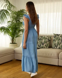 Prenatal Abiti E Completi-Abito Premaman A Balze In Chambray