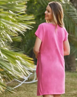 Prenatal Abiti E Completi-Abito Premaman In Cotone Fucsia Con Fiocco