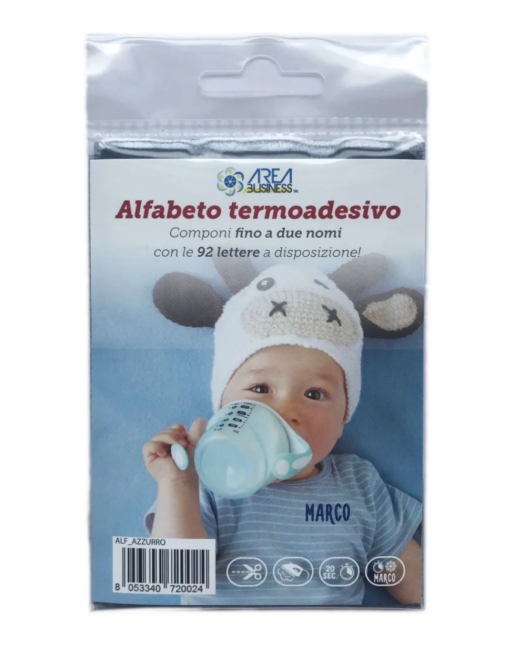 AREA BUSINESS Complementi D'Arredo-Alfabeto Termoadesivo Marcabiancheria Azzurro