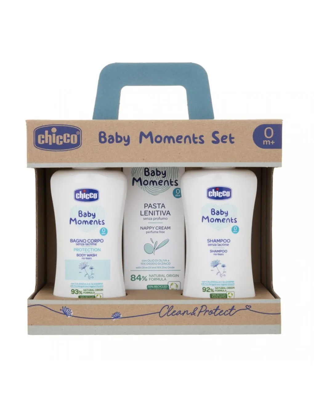 Chicco Saponi E Bagnoschiuma-Baby Moments Set 2 Bagno Corpo Shampoo E Pasta Lenitiva -