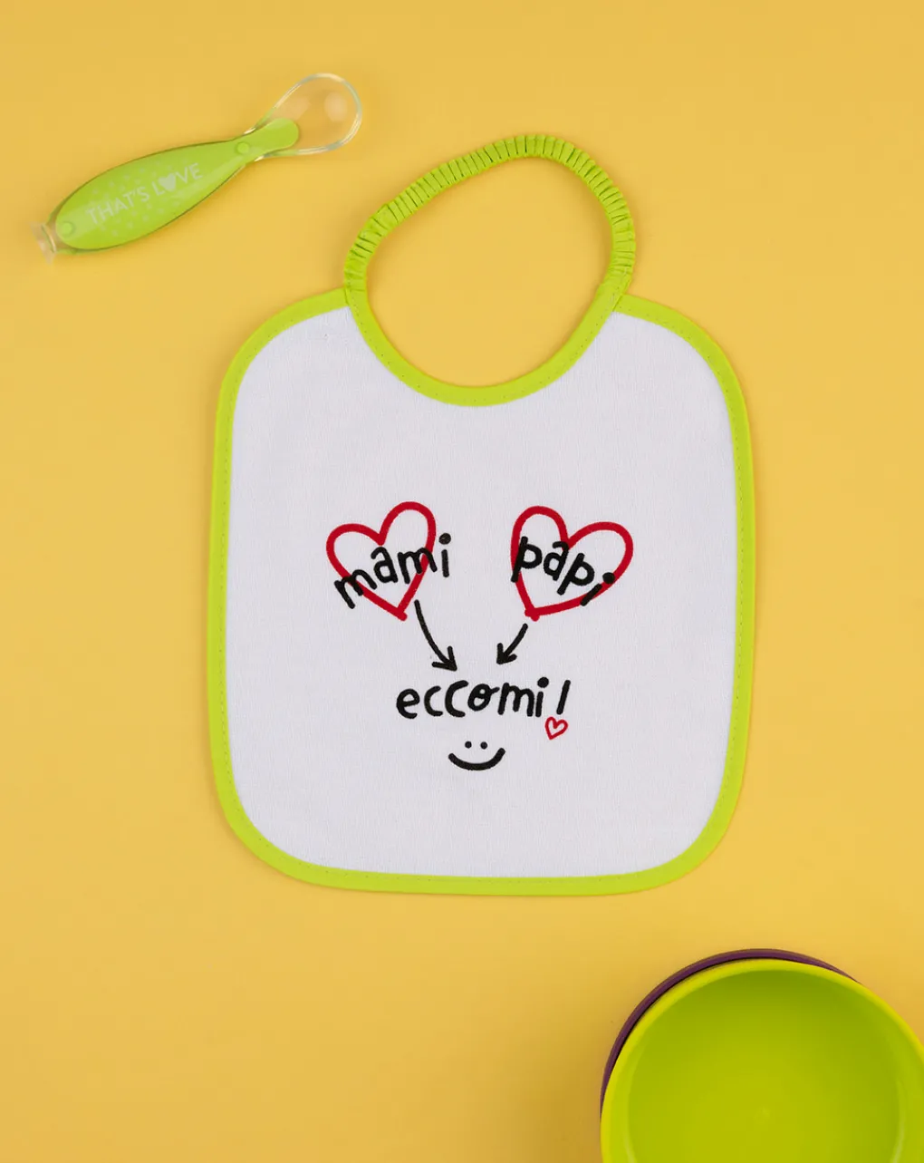 Prenatal Bavaglini-Bavaglino Bimbo Bianco/Verde