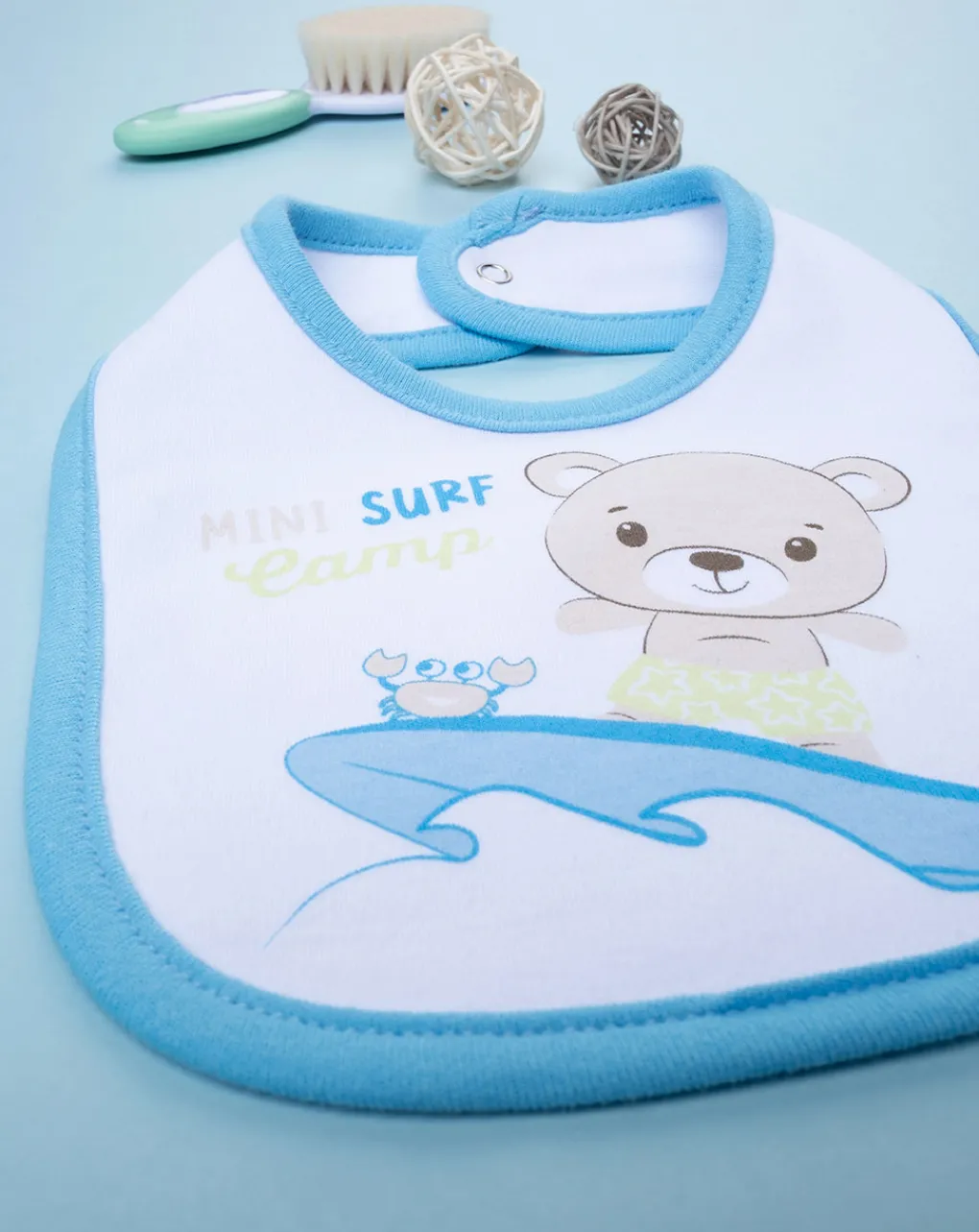 Prenatal Bavaglini-Bavaglino Bimbo "Teddy Surf” Azzurro