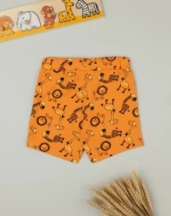 Prenatal Jeans Pantaloni E Salopette-Bermuda Bimbo In Jersey Arancione Fantasia Allover