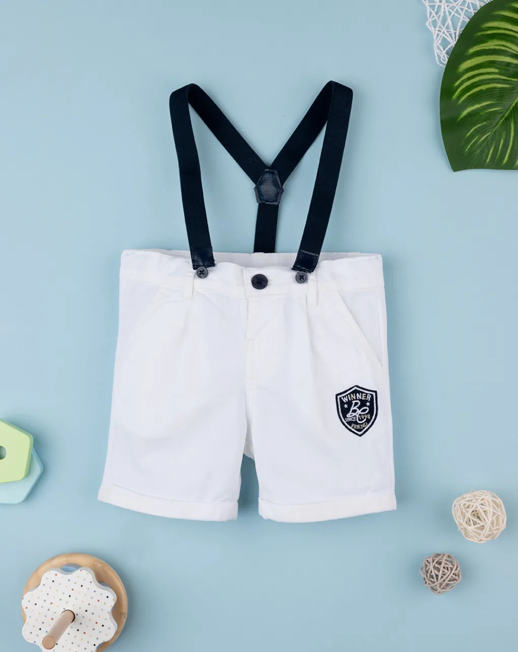 Prenatal Jeans Pantaloni E Salopette-Bermuda Eleganti In Twill Bianco Bimbo