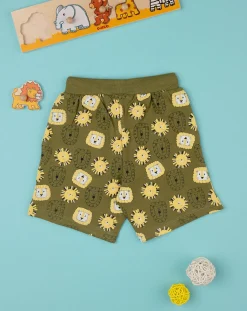 Prenatal Jeans Pantaloni E Salopette-Bermuda Verdi Bambino French Terry "Jungle”