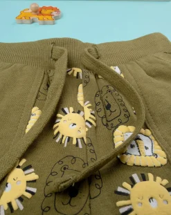 Prenatal Jeans Pantaloni E Salopette-Bermuda Verdi Bambino French Terry