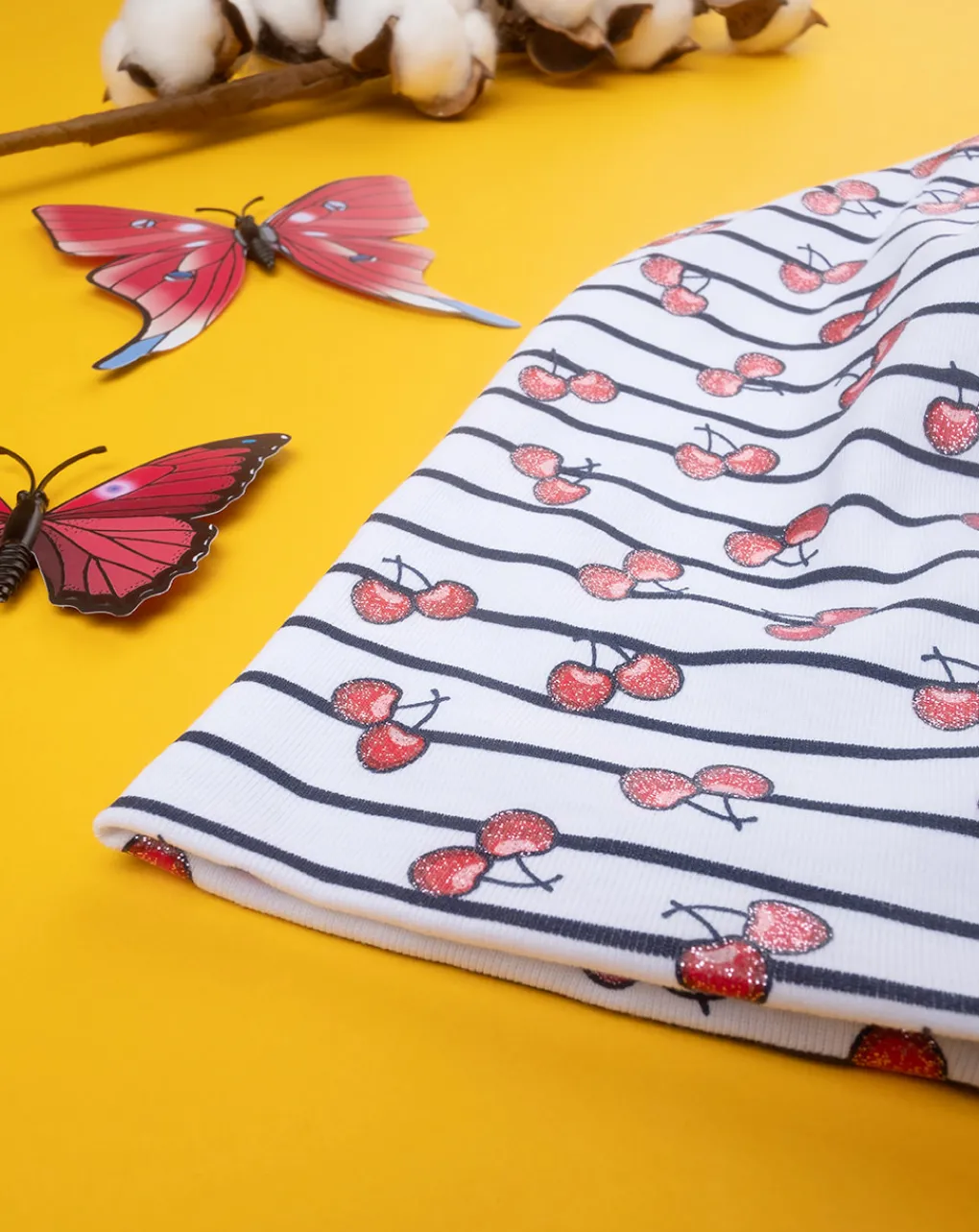 Prenatal Cappelli E Sciarpe-Berretto Jersey Bimba "Ciliegie”
