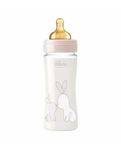 Chicco Biberon-Biberon Original Touch Vetro 240Ml Rosa Flusso Lento Caucciu