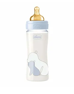 Chicco Biberon-Biberon Original Touch Vetro 240Ml Azzurro Flusso Lento Caucciu