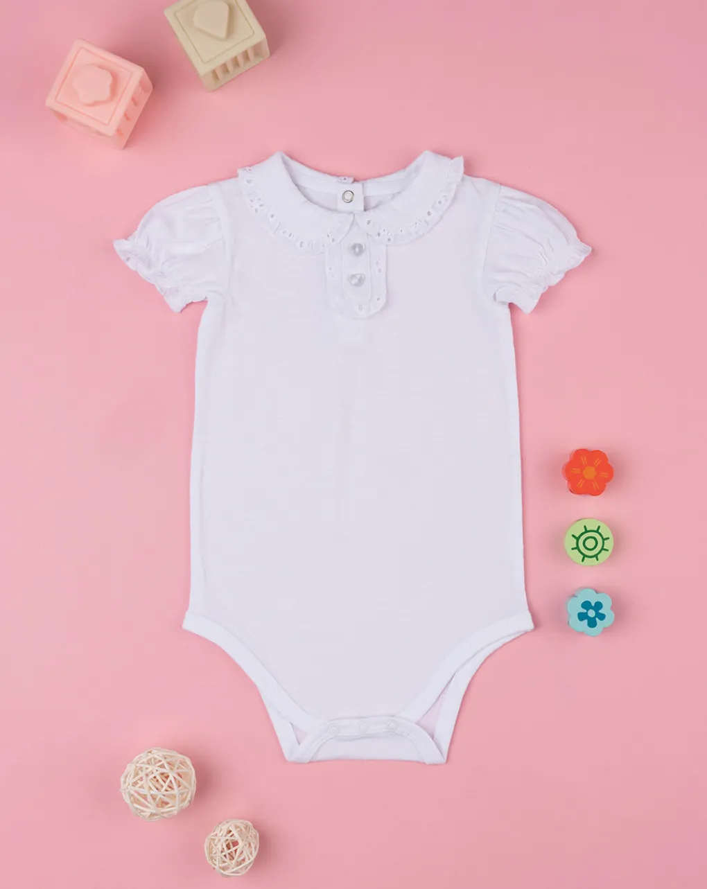 Prenatal Magliette Camicie E Body-Body Bimba Bianco Sangallo