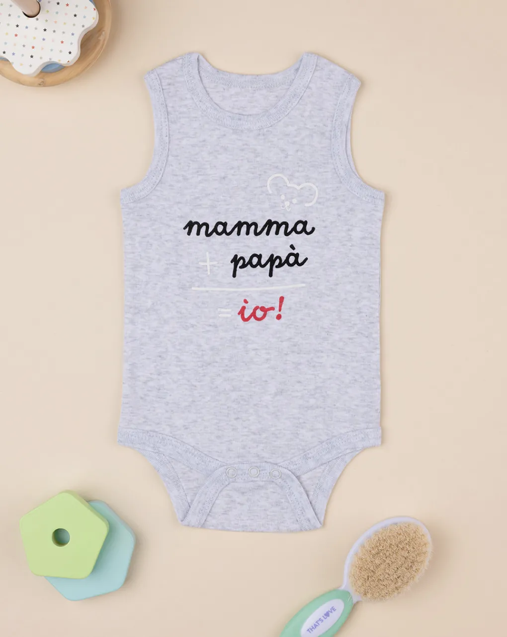 Prenatal Magliette E Body Intimi-Body Intimo Neonato Grigio Con Stampa