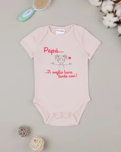 Prenatal Body Intimo E Calze-Body Mezze Maniche Bimba Rosa Con Stampa