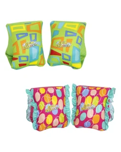 Bestway Secchielli E Giochi Mare-Braccioli In Tessuto Swim Safe Abc? Aquastar? 38×14 Cm. Chiusura Regolabile Misura S/M - 2 Colori Assortiti -