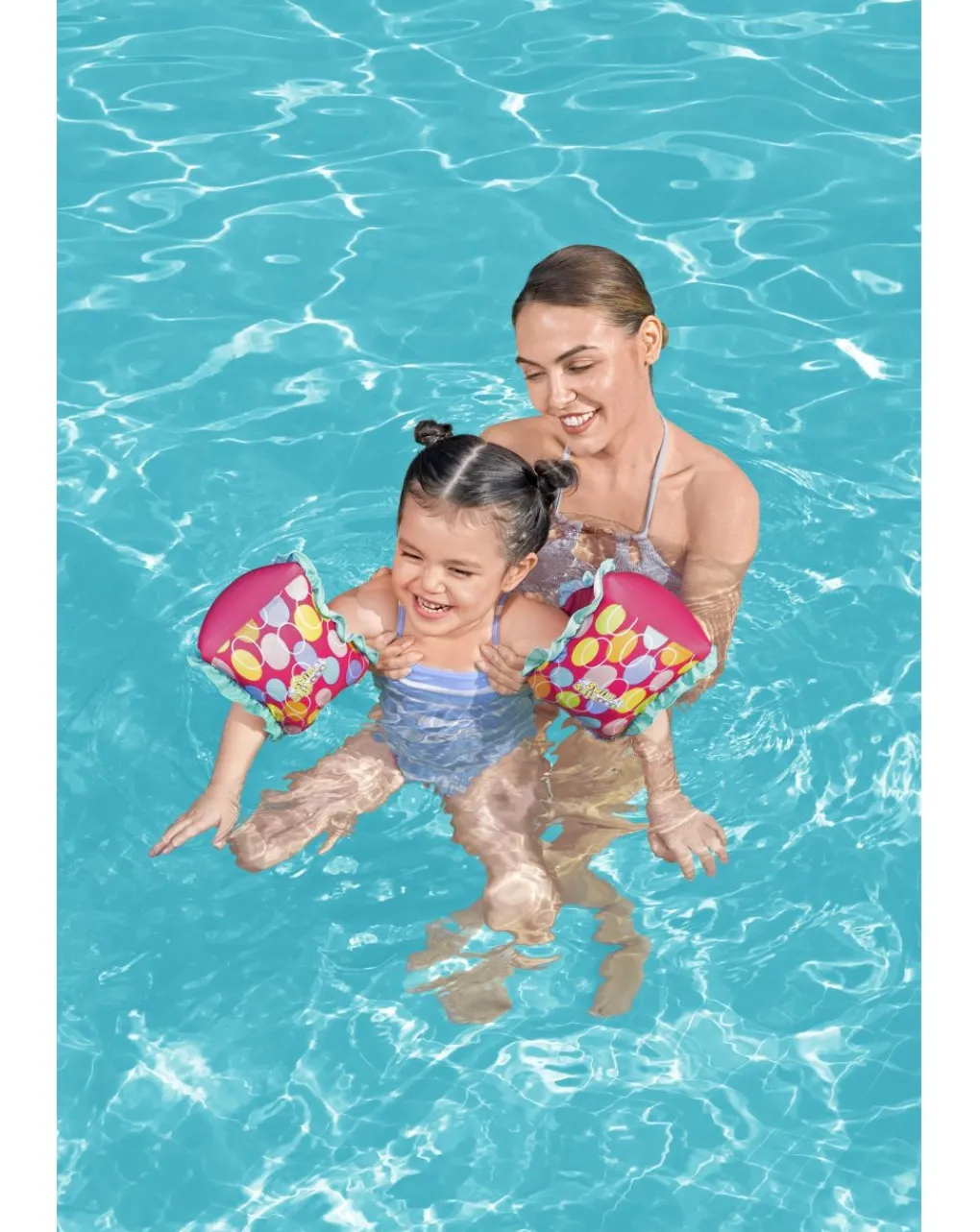 Bestway Secchielli E Giochi Mare-Braccioli In Tessuto Swim Safe Abc? Aquastar? 38×14 Cm. Chiusura Regolabile Misura S/M - 2 Colori Assortiti -