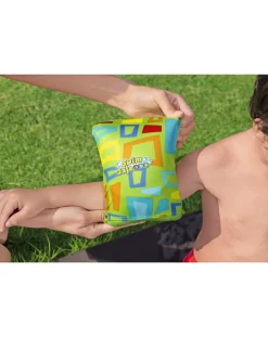 Bestway Secchielli E Giochi Mare-Braccioli In Tessuto Swim Safe Abc? Aquastar? 38×14 Cm. Chiusura Regolabile Misura S/M - 2 Colori Assortiti -