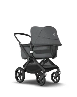 Bugaboo Trio E Duo-Fox 3 Navicella E Passeggino Telaio Nerotessuti E Cappottina Grey Melange