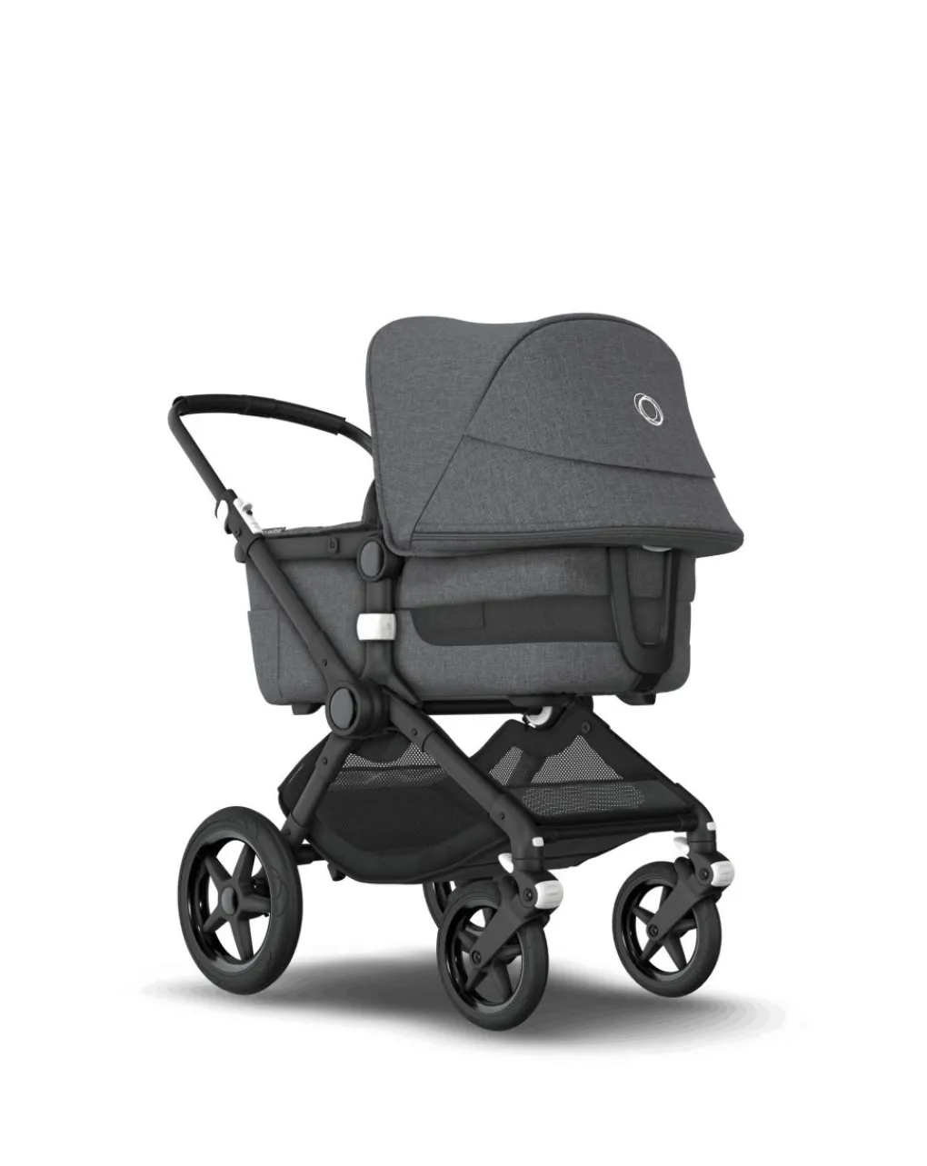 Bugaboo Trio E Duo-Fox 3 Navicella E Passeggino Telaio Nerotessuti E Cappottina Grey Melange