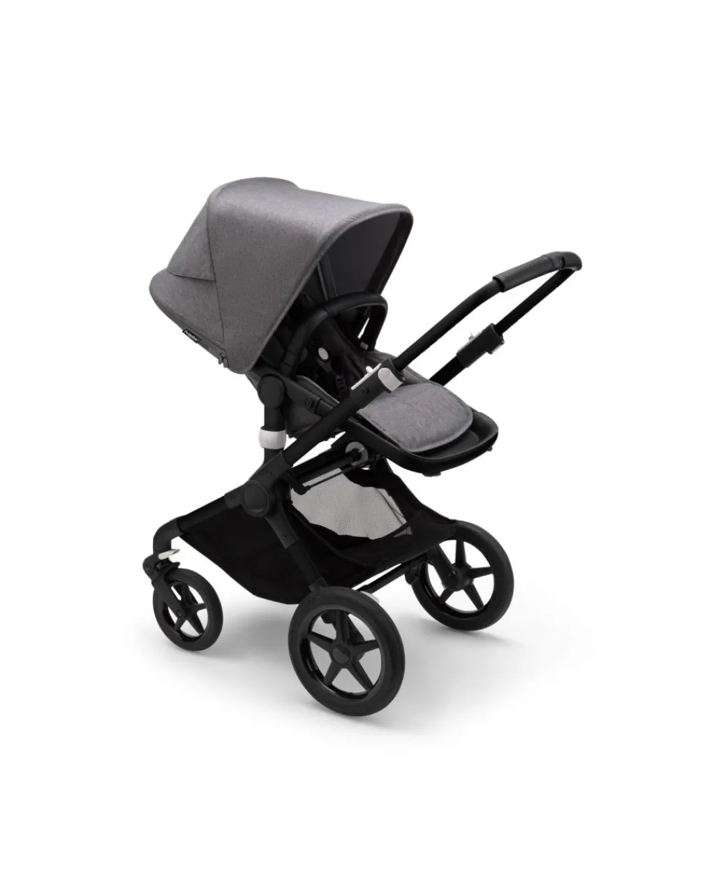 Bugaboo Trio E Duo-Fox 3 Navicella E Passeggino Telaio Nerotessuti E Cappottina Grey Melange