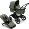 Bugaboo Trio E Duo-Fox 3 Navicella E Passeggino Telaio Blacktessuti E Cappottina Forest Green