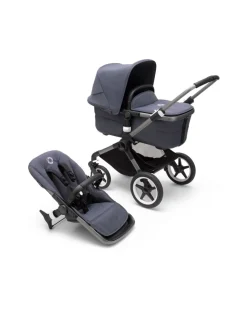Bugaboo Trio E Duo-Fox 3 Navicella E Passeggino Telaio Graphitetessuti E Cappottina Stormy Blue