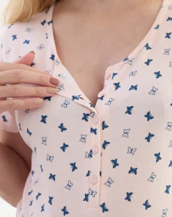 Prenatal Pigiami E Camicie Da Notte-Camicia Da Notte Premaman Allattamento Fantasia Farfalle