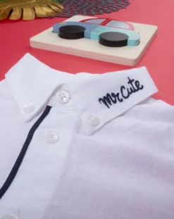 Prenatal Magliette Camicie E Body-Camicia Lino Bimbo Bianca