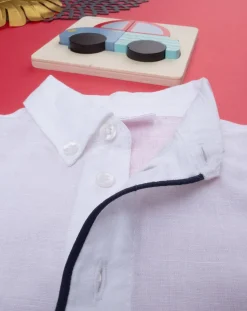 Prenatal Magliette Camicie E Body-Camicia Lino Bimbo Bianca