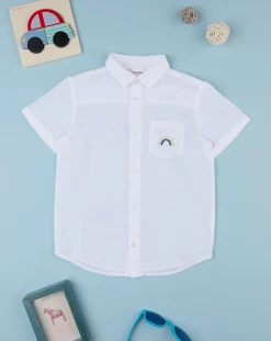 Prenatal Magliette E Camicie-Camicia Lino Bimbo Bianca