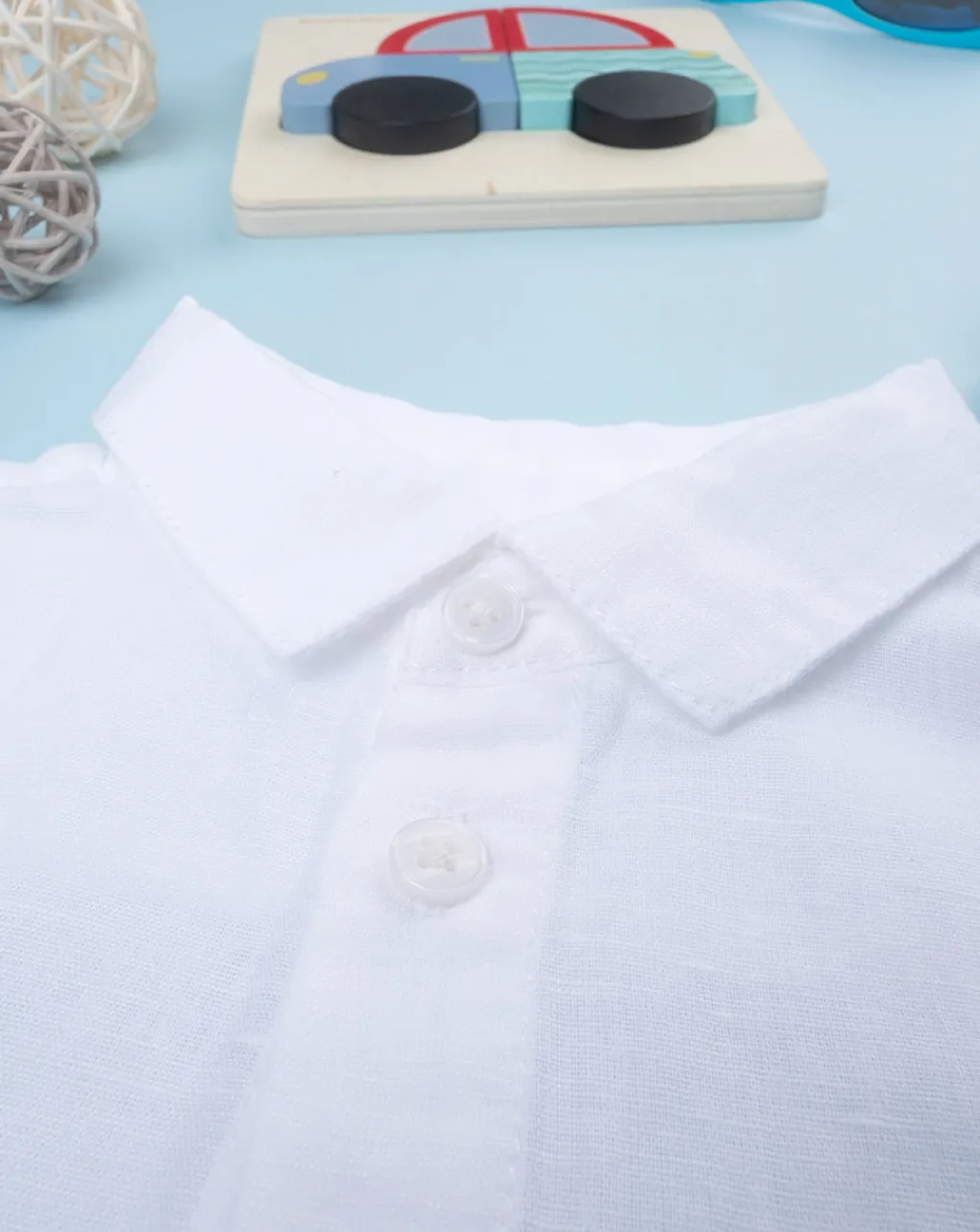 Prenatal Magliette E Camicie-Camicia Lino Bimbo Bianca