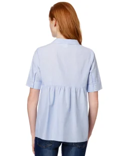 Prenatal Camicie E Bluse-Camicia Millerighe Azzurre A Maniche Corte