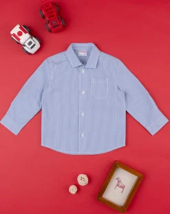 Prenatal Magliette Camicie E Body-Camicia Popeline Bimbo Rigata Blu
